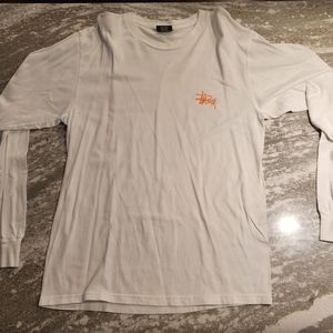 White Stussy Long Sleeve Tee